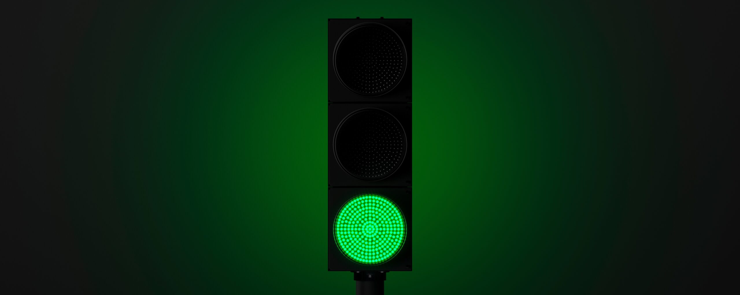 Glowing green traffic light